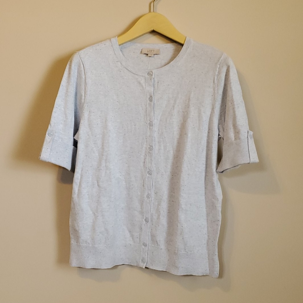 ⭐LOFT baby blue short sleeve cardigan
